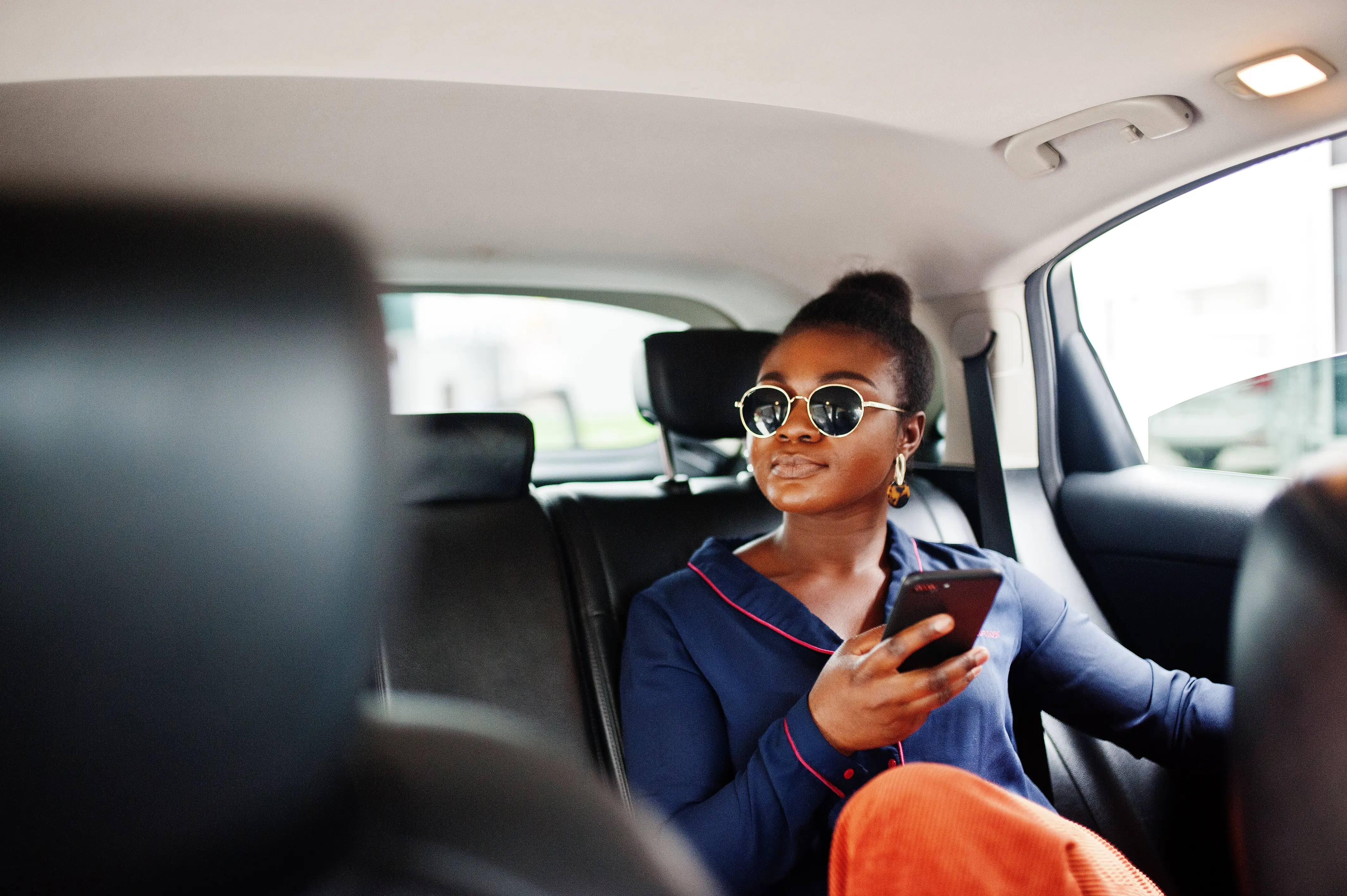 lady in a private car ride